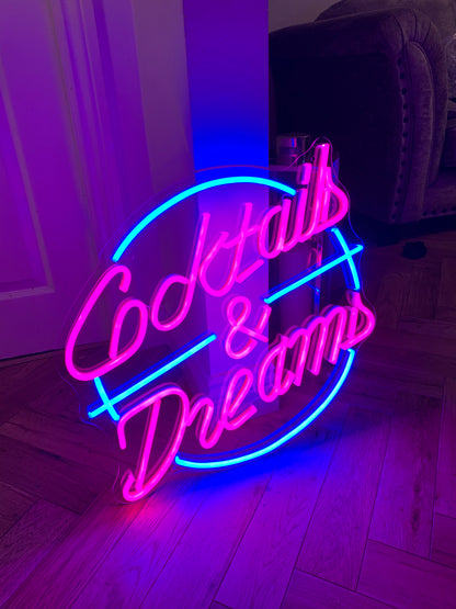 Cocktails & Dreams ' LED Neon sign